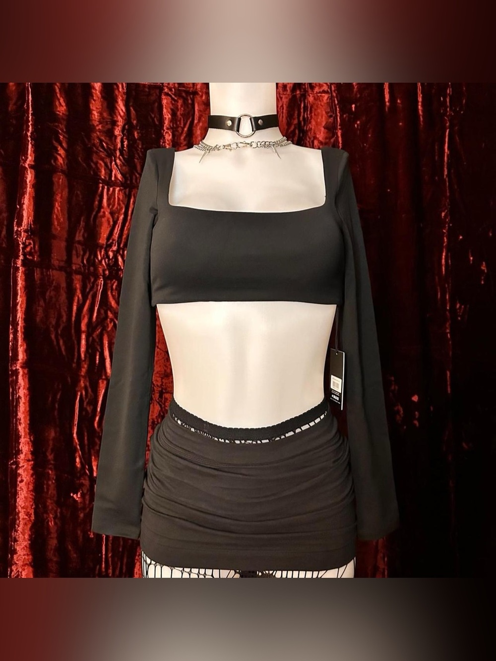 Ryderwear Black Square Neck Crop Top - Size M